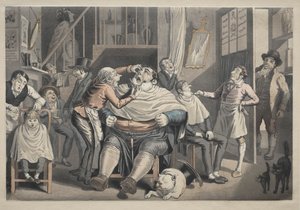 Una barbería de after Thomas Rowlandson