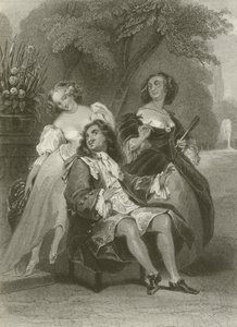El hombre entre dos edades y sus dos amantes de after Tony Johannot