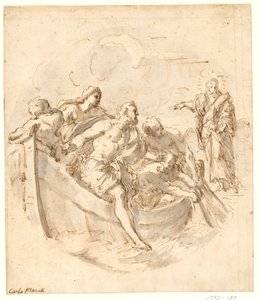 Tondo con Cristo ordenando a Pedro caminar sobre el agua