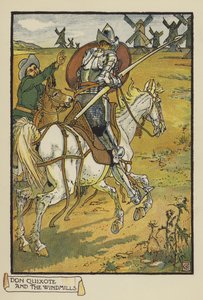 Don Quijote y los molinos de viento de after Walter Crane