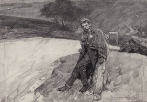 Jude en el mojón: escena de la novela Jude el Oscuro de Thomas Hardy de after William Hatherell