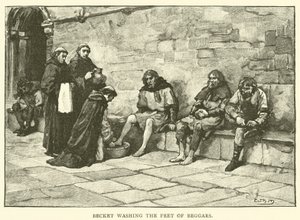 Becket lavando los pies de los mendigos