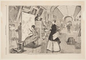 "Arte - Estudiantes y copistas en la Galería del Louvre, París"