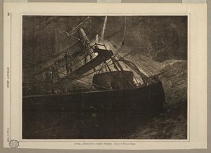 En el mar, señalando a un vapor que pasa