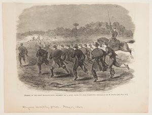 Carga del Primer Regimiento de Massachusetts en una trinchera rebelde cerca de Yorktown
