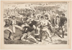 Vacaciones en el campamento – Soldados jugando "fútbol" de Winslow Homer