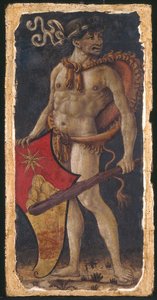 Holandés: Wildeman met wapen van de familie Chigi Hombre salvaje sosteniendo un escudo, mirando a la derecha de anonymous 