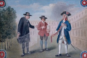 Francés: Aux trois ordres. Cartel de un comerciante de escarapelas en el Palais-Royal. Palais-Royal, distrito 1, París de anonymous 