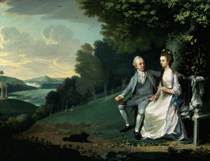 Retrato de una pareja, se dice que Sir Francis y Lady Dashwood en Wycombe Park de anonymous 