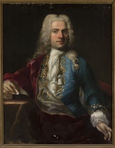 Retrato de un hombre con peluca y una carta de anonymous 