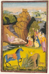 Farhad se suicida después de escuchar la noticia falsa de la muerte de Shirin de attributed to Amar Das Bhatti