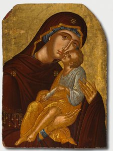 Icono de la Madre de Dios y el Niño Jesús (Virgen Eleousa) de attributed to Angelos Akotantos (Greek, d. 1450)