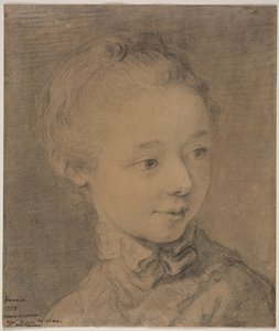 Cabeza de niña girando hacia la derecha de attributed to François Hubert Drouais