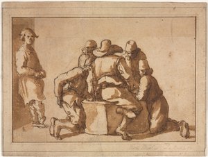 Escena de género de hombres jóvenes jugando un juego de attributed to Frederico Zuccaro