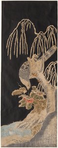 Falcon on a Willow de attributed to Isoda Koryūsai