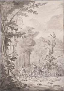 Una partida de caza en Marly de attributed to Jean Baptiste Martin, Le Vieux