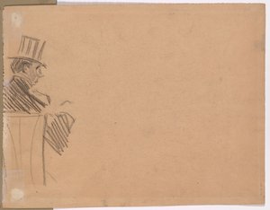 Perfil derecho del hombre con sombrero alto (verso) de attributed to Jean Louis Forain