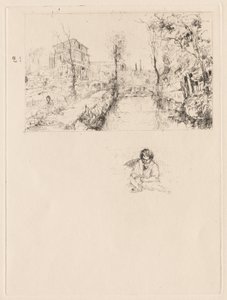 [Paisaje con Puente y Niño] de attributed to Jean Louis Richter
