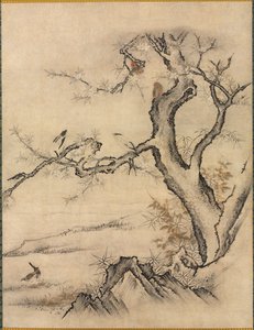 Flowers and Birds in a Spring Landscape de attributed to Kano Motonobu