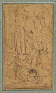Un hombre santo postrándose ante un príncipe erudito de attributed to Manohar