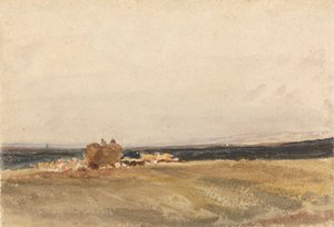 Un carro de heno en un paisaje abierto de attributed to Peter DeWint