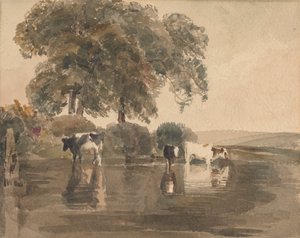 Vacas en una piscina de attributed to Peter DeWint