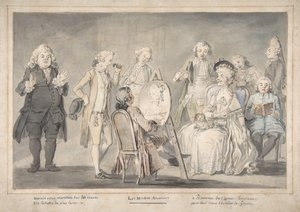 Dibujo satírico: Artista pintando el retrato de una anciana, 1729-1804 de attributed to Pietro Antonio Novelli.