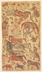 Una imagen de mármol de Rustam atrapando a Rakhsh de attributed to Shafi