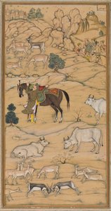 Akbar Montando su Caballo; página del Chester Beatty Akbar Nama (Historia de Akbar)