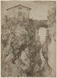 Ponte San Rocco en Tívoli de attributed to Willem van Niewlandt