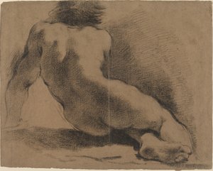 Niño Desnudo Sentado Visto desde Atrás de called Guercino Giovanni Francesco Barbieri