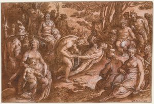 El Desollamiento de Marsias, c. 1570-1605 de called Johannes Stradanus Jan van der