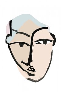 Rostro contemplativo abstracto de cartissi