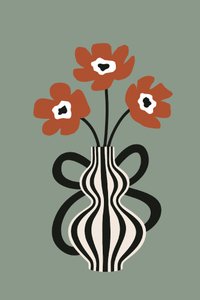 Jarrón abstracto con amapolas de cartissi