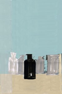 Naturaleza muerta con botella negra de cartissi