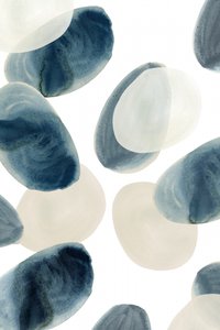 Formas orgánicas en azul y beige