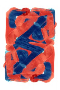 Abstracción en rojo, azul y negrita de cartissi