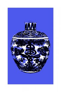 Jarrón chino de porcelana azul de cartissi
