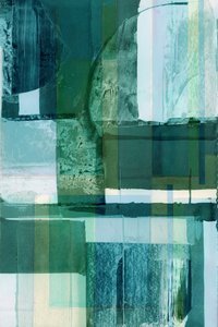 Abstracto en tonos verdes y azules superpuestos