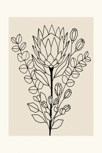 Protea y eucalipto minimalistas