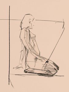 Boceto de un desnudo reflexivo de cartissi