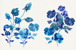 Acuarela: Flores azules de cartissi