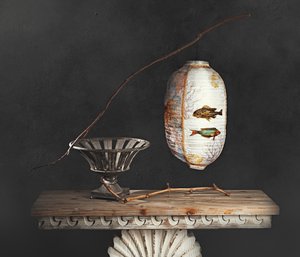 Naturaleza muerta con farol asiático
