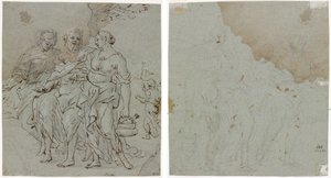 Lot y sus hijas (recto) Boceto para Lot y sus hijas (verso) de circle of Pietro da Cortona