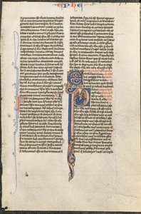 Leaf from a Latin Bible: Initial P with St. Paul Holding a Sword (St. Paul