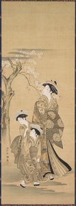 Mujer y Dos Niños de copy after Kubo Shunman