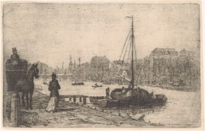 río en una ciudad de de Groot (prentmaker)