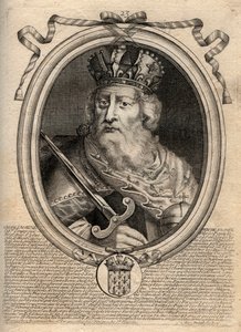Carlomagno (Carlos I llamado el Grande, Carolus Magnus, 742-814), Rey de los Francos - Carlomagno (Carolus Magnus, Carlos el Grande) (747-814) Rey de los Francos y Emperador Cristiano de Occidente - grabado de 