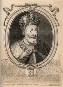 Retrato de Carlos II el Calvo (823 - 877), Rey de Francia - Carlos II (823-77) el Calvo - grabado de 