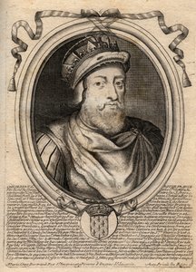 Retrato de Childeberto I, Rey de los Francos - Rey Childeberto I (497-558) - grabado de 